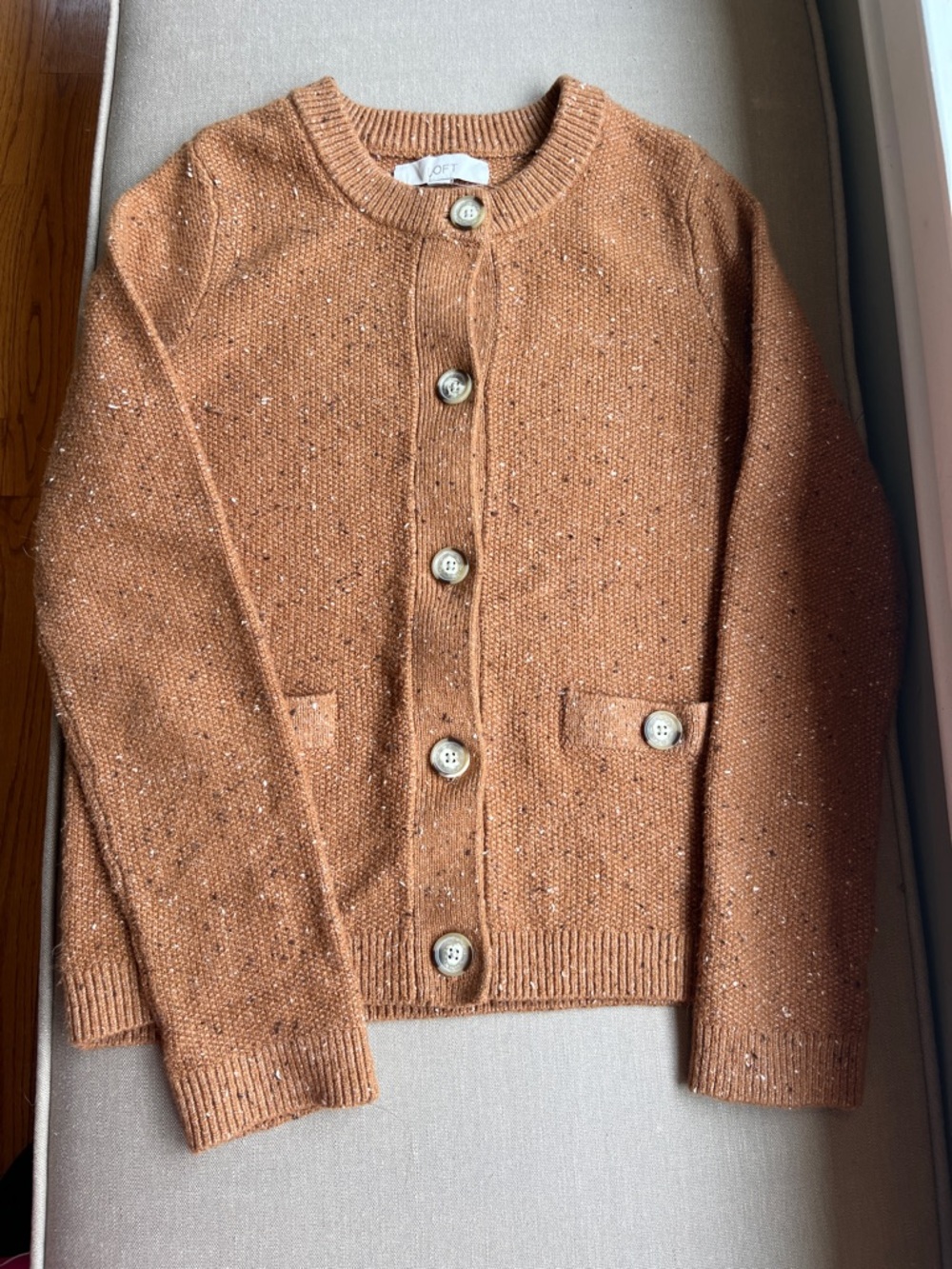 LOFT Rust Flecked Sweater Jacket  Cardigan NEW Medium